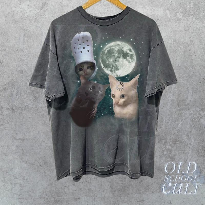 Three Cats Vintage Retro Cat Moon Cat Lovers Funny Cat T-Shirts, Hoodie, Sweatshirt - T-Shirt, Sweatshirt, Hoodie