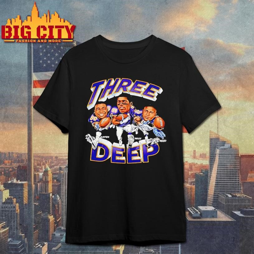 Three Deep Jake Reed Randy Moss Cris Carter Shirt Unisex T-shirt, Sweatshirt, Hoodie, Long Sleeve Tee - T-Shirt, Sweatshirt, Hoodie