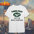 Three Peat New York Jets World Champions Shirt Unisex T-shirt, Sweatshirt, Hoodie, Long Sleeve Tee - T-Shirt, Sweatshirt, Hoodie