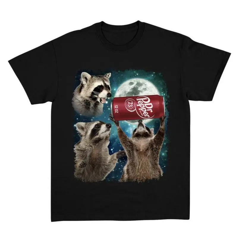 Three Raccoons Dr Pepper Vintage Funny Meme Dank Raccoons Shirt Top Streetwear Cotton T-Shirts, Hoodie, Sweatshirt - T-Shirt, Sweatshirt, Hoodie