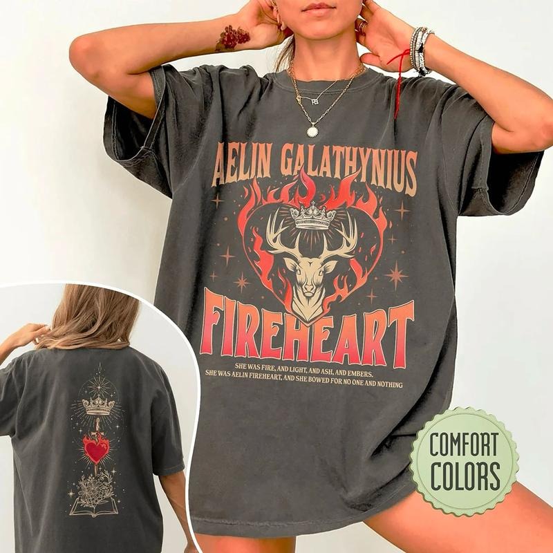 Throne Glass Fan Shirt Aelin Galathynius Fireheart Aelin Kingsflame Thirteen Book Lover Booktok Shirt T-Shirts, Hoodie, Sweatshirt - T-Shirt, Sweatshirt, Hoodie
