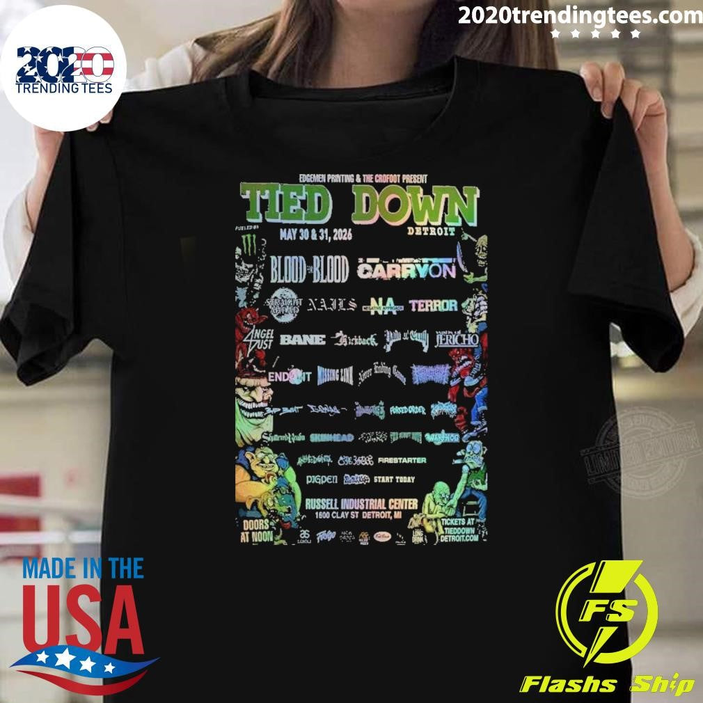 Tied Down Detroit, MI Poster May 30 -31 2026 Poster Shirt Unisex T-shirt, Sweatshirt, Hoodie, Long Sleeve Tee - T-Shirt, Sweatshirt, Hoodie