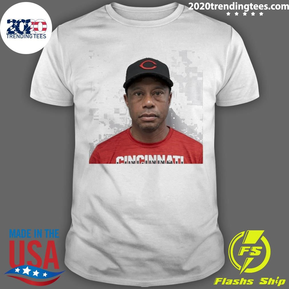 Tiger Woods Cincinnati Reds Mugshot Parody Shirt Unisex T-shirt, Sweatshirt, Hoodie, Long Sleeve Tee - T-Shirt, Sweatshirt, Hoodie