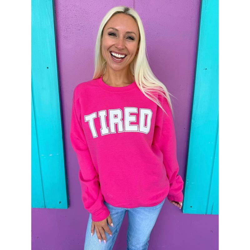 Tired Blue Pink White Print T-Shirts, Hoodie, Sweatshirt - T-Shirt, Sweatshirt, Hoodie