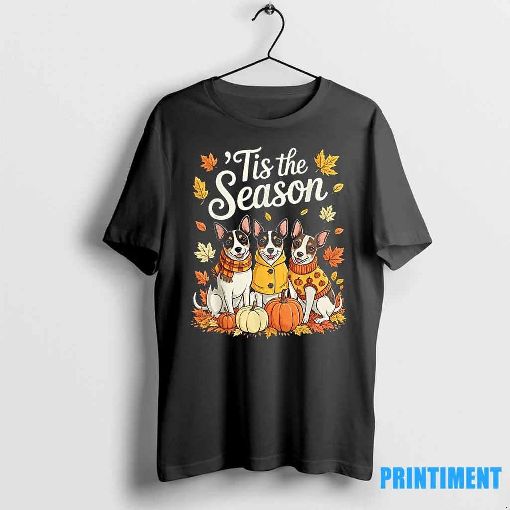 Tis The Season Rat Terrier Fall Autumn Pumpkin Dog Tshirts Sweater Unisex T-shirt, Sweatshirt, Hoodie, Long Sleeve Tee - T-Shirt, Sweatshirt, Hoodie