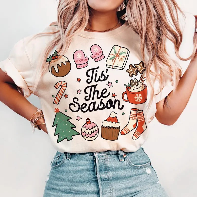Tis Season Shirt Hot Cocoa & Cotton Fabric Fit Womenswear Top Fitted T-Shirts, Hoodie, Sweatshirt - T-Shirt, Sweatshirt, Hoodie