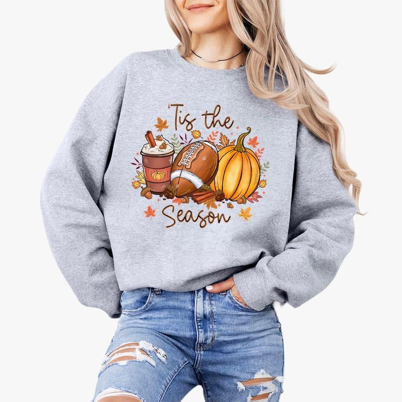 Tis Season Fall Football Shirt Pumpkin Patch Shirt Autumn Shirt Fall Pumpkin Spice Latte Fall Coffee Pumpkin Spice Mama Fall Shirt Fall Pumpkin Shirt Comfort Shirt Mama Thanksgiving Shirt T-Shirts, Hoodie, Sweatshirt - T-Shirt, Sweatshirt, Hoodie