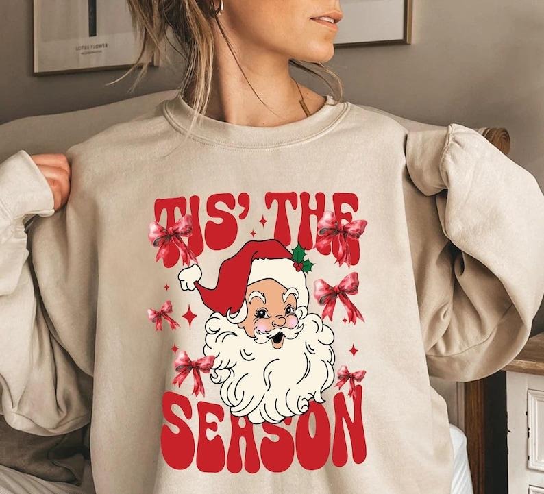 Tis Season Santa Claus Merry Retro Santa Shirt T-Shirts, Hoodie, Sweatshirt - T-Shirt, Sweatshirt, Hoodie