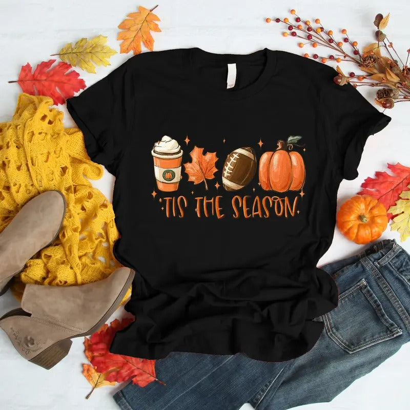 Tis Season Hot Coffee Shirt Pumpkin Latte Drink Pumpkin Spice Shirt T-Shirts, Hoodie, Sweatshirt - T-Shirt, Sweatshirt, Hoodie