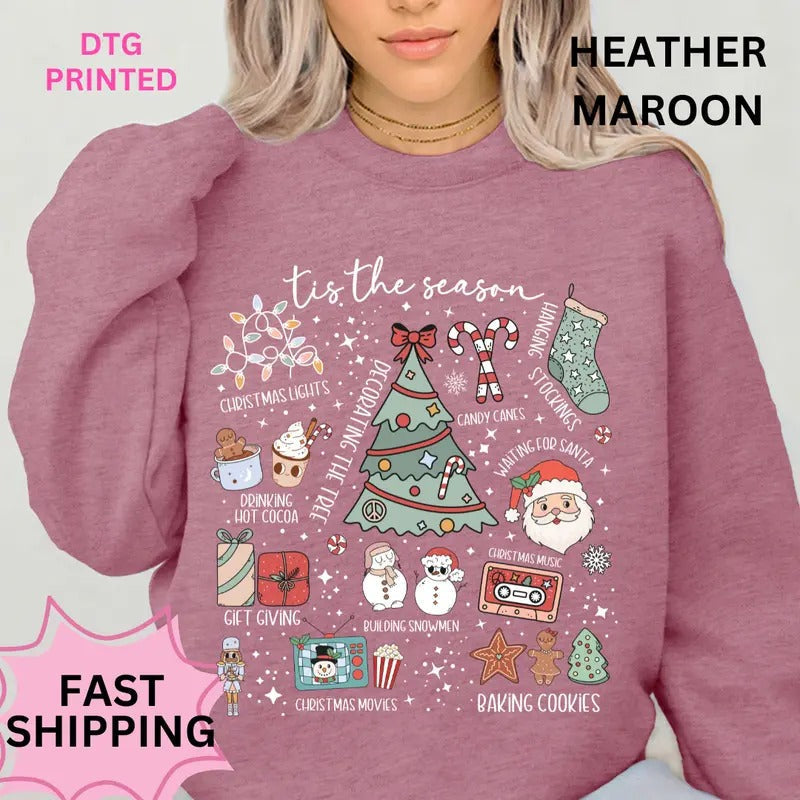 Tis Season Winter Long Sleeve Casual Cotton Polyester Comfort Womenswear T-Shirts, Hoodie, Sweatshirt - T-Shirt, Sweatshirt, Hoodie