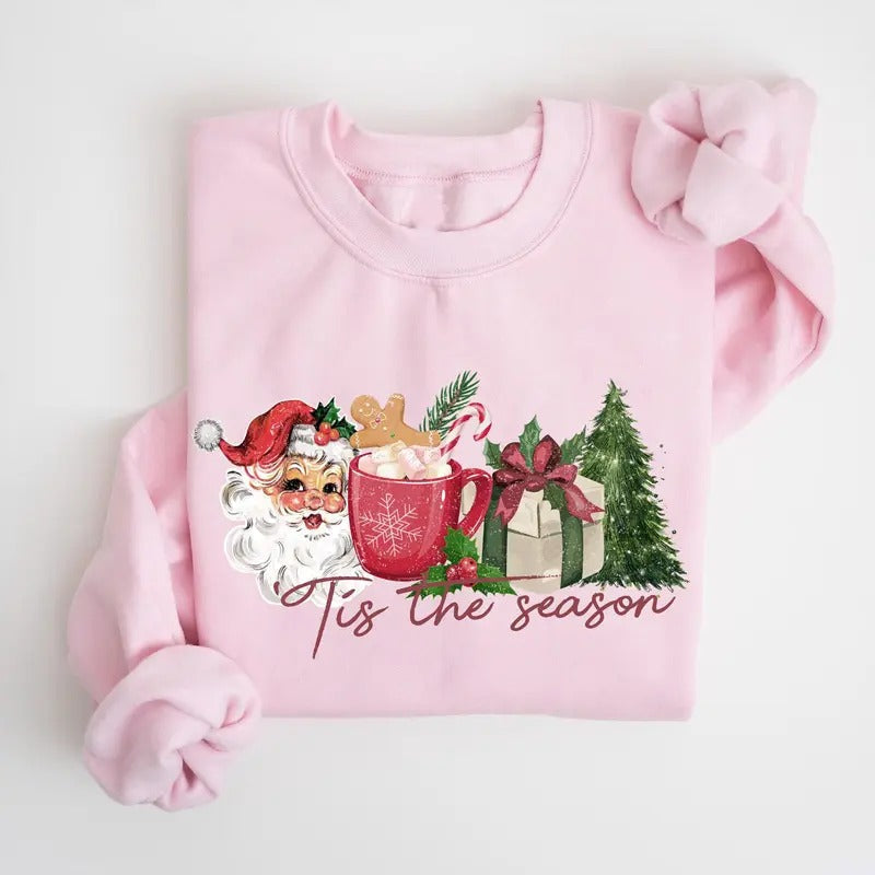 Tis Season Retro Santa Claus Tree Xmas Shirt T-Shirts, Hoodie, Sweatshirt - T-Shirt, Sweatshirt, Hoodie