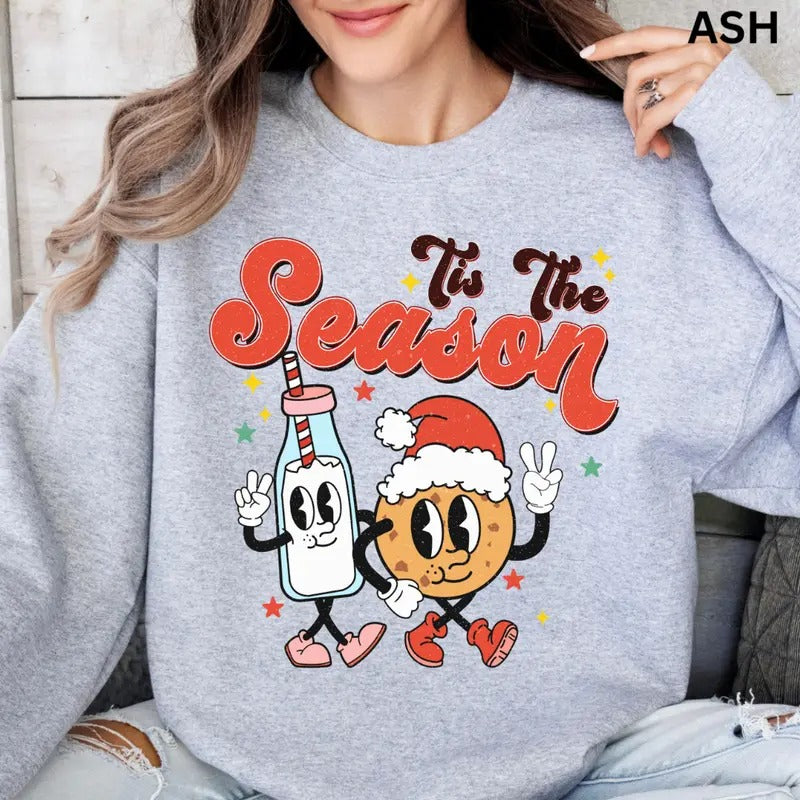Tis Season Milk Cookies Winter Season Casual Cotton Polyester T-Shirts, Hoodie, Sweatshirt - T-Shirt, Sweatshirt, Hoodie