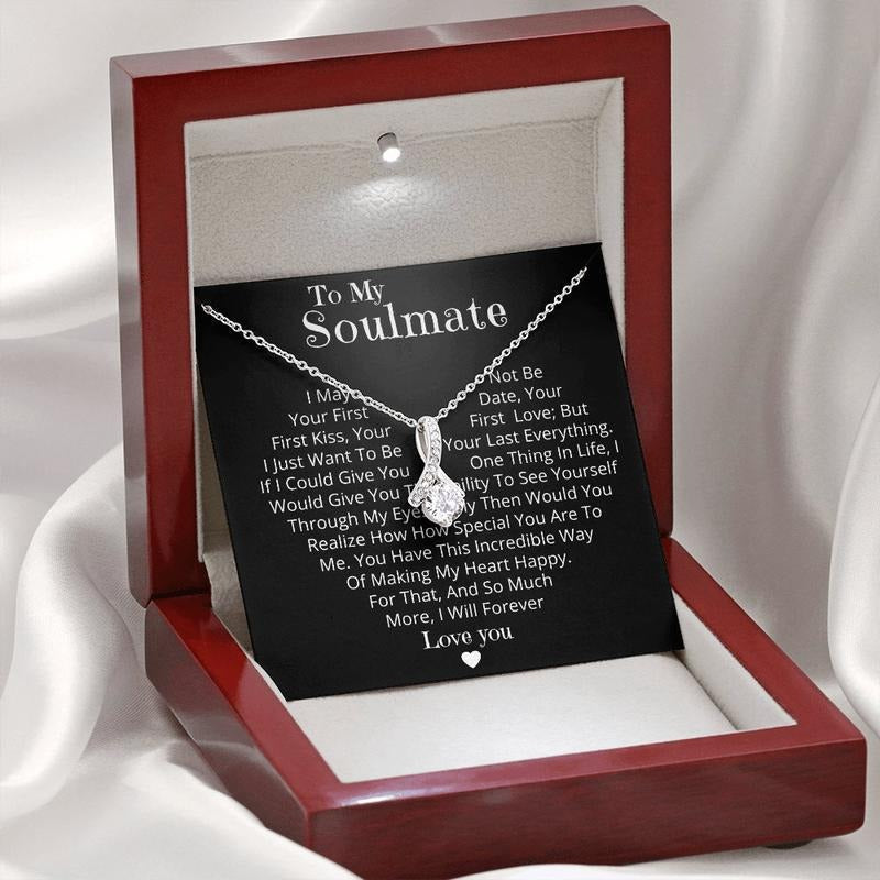 My Soulmate Necklace Romantic Her Message Card Necklace Wife Girlfriend Anniversary Her Love Necklace Message Card Her Necklace Box Valentine Jewelry Box T-Shirts, Hoodie, Sweatshirt - T-Shirt, Sweatshirt, Hoodie