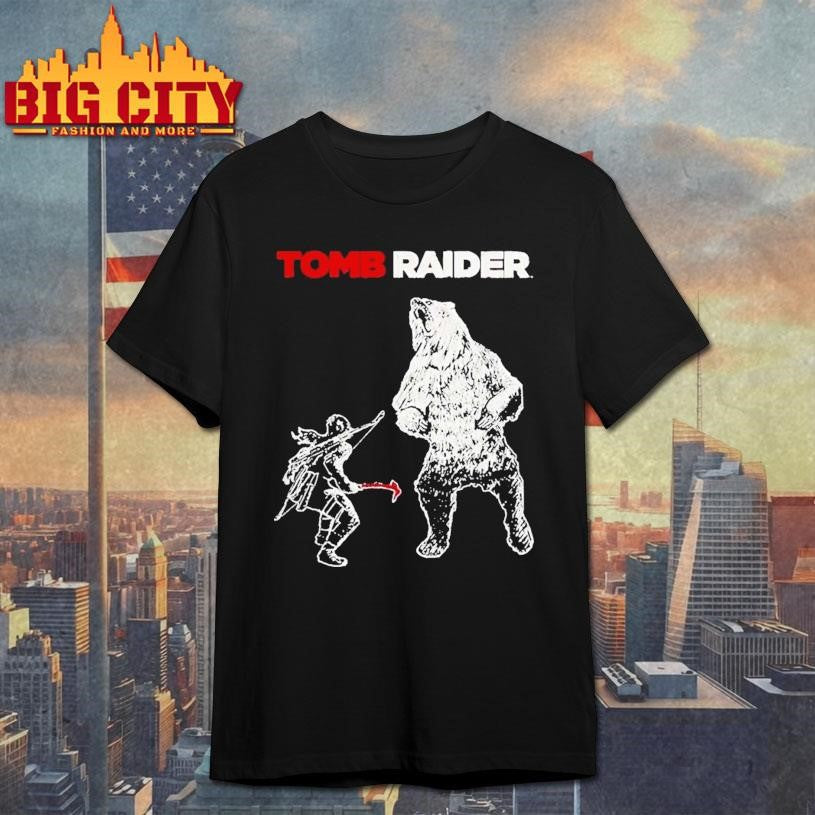 Tomb Raider Lara Vs Bear Shirt Unisex T-shirt, Sweatshirt, Hoodie, Long Sleeve Tee - T-Shirt, Sweatshirt, Hoodie