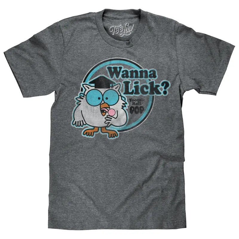 Tootsie Roll Pop Mr. Owl Wanna Lick? Gray T-Shirts, Hoodie, Sweatshirt - T-Shirt, Sweatshirt, Hoodie