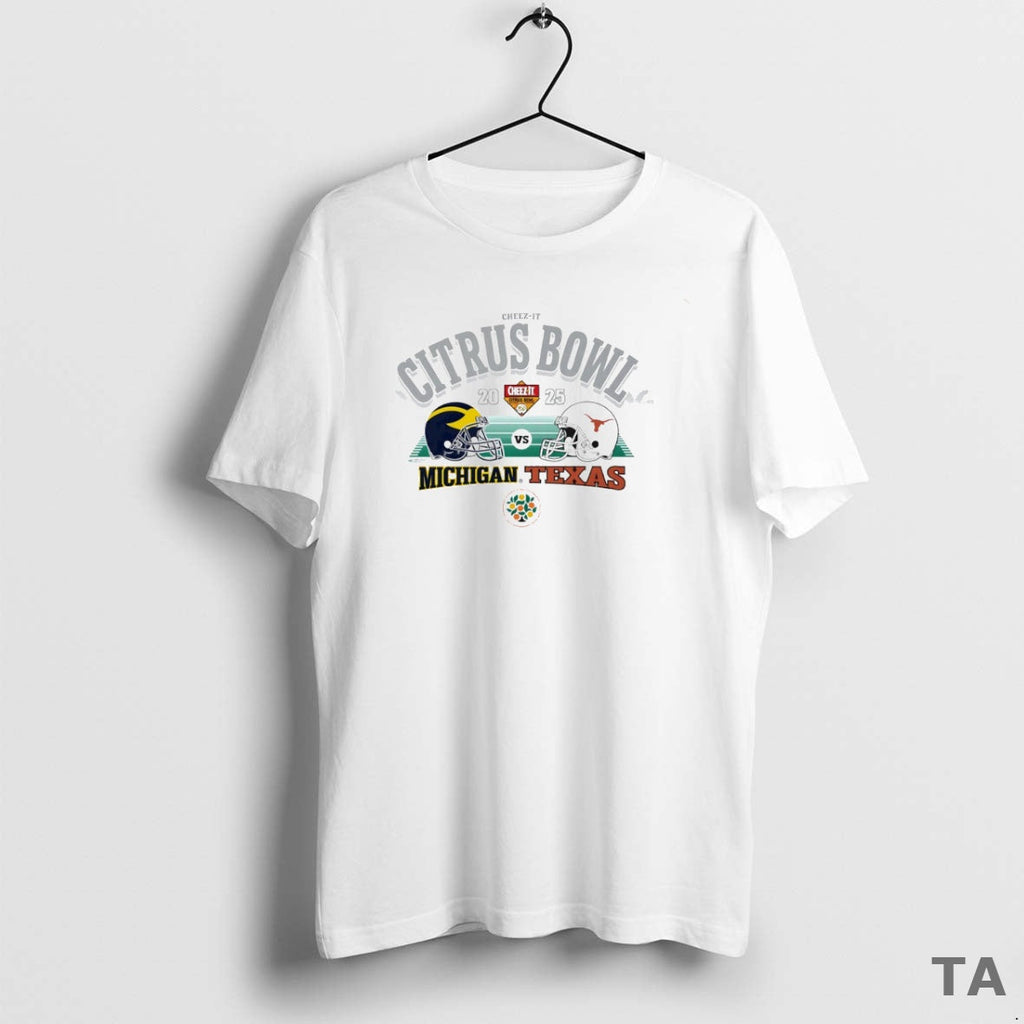 Top Cheez Citrus Bowl 2025 Michigan Wolverines Vs Texas Longhorns Helmet Circle T-Shirts, Hoodie, Sweatshirt - T-Shirt, Sweatshirt, Hoodie
