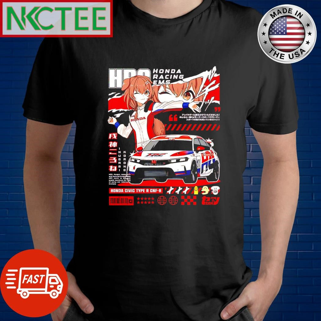 Top Inugami Korone HRC Honda Racing EMS car anime shirt Unisex T-shirt, Sweatshirt, Hoodie, Long Sleeve Tee - T-Shirt, Sweatshirt, Hoodie