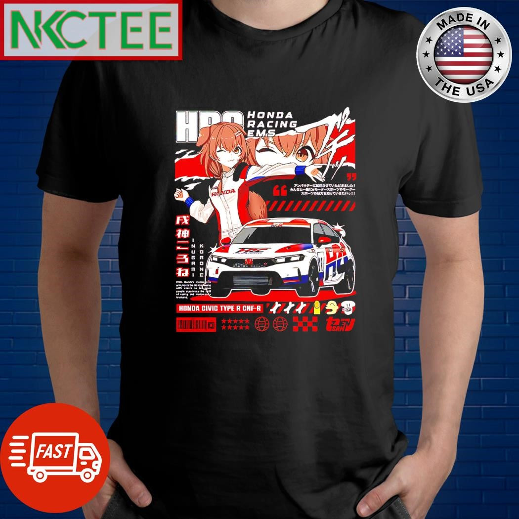 Top Inugami Korone HRC Honda Racing EMS car anime shirt Unisex T-shirt, Sweatshirt, Hoodie, Long Sleeve Tee - T-Shirt, Sweatshirt, Hoodie