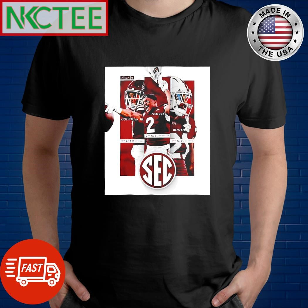 Top Isaac Smith, Kevin Coleman Jr. And Davon Booth All SEC Honors Coaches All Southeastern Conference Teams shirt - T-Shirt, Sweatshirt, Hoodie