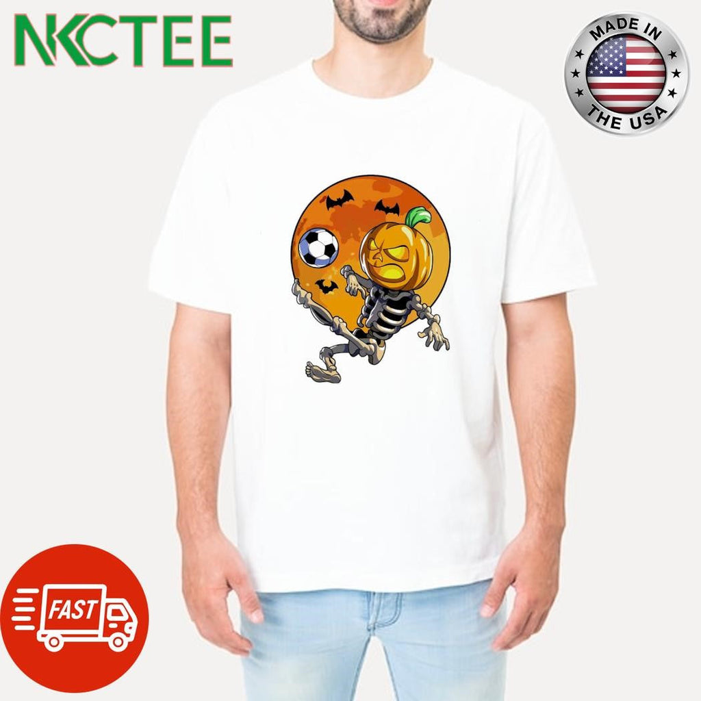 Top Soccer Skeleton pumpkin moon bats Halloween shirt Unisex T-shirt, Sweatshirt, Hoodie, Long Sleeve Tee - T-Shirt, Sweatshirt, Hoodie