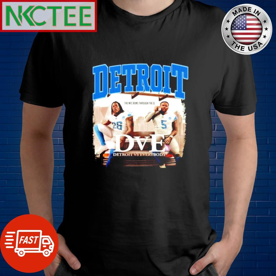 Top The NFC Runs Through The D Detroit Vs Everybody Dve shirt Unisex T-shirt, Sweatshirt, Hoodie, Long Sleeve Tee - T-Shirt, Sweatshirt, Hoodie