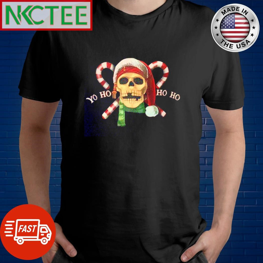 Top Yo Ho Ho Ho skull Santa hat stick candy Christmas shirt Unisex T-shirt, Sweatshirt, Hoodie, Long Sleeve Tee - T-Shirt, Sweatshirt, Hoodie