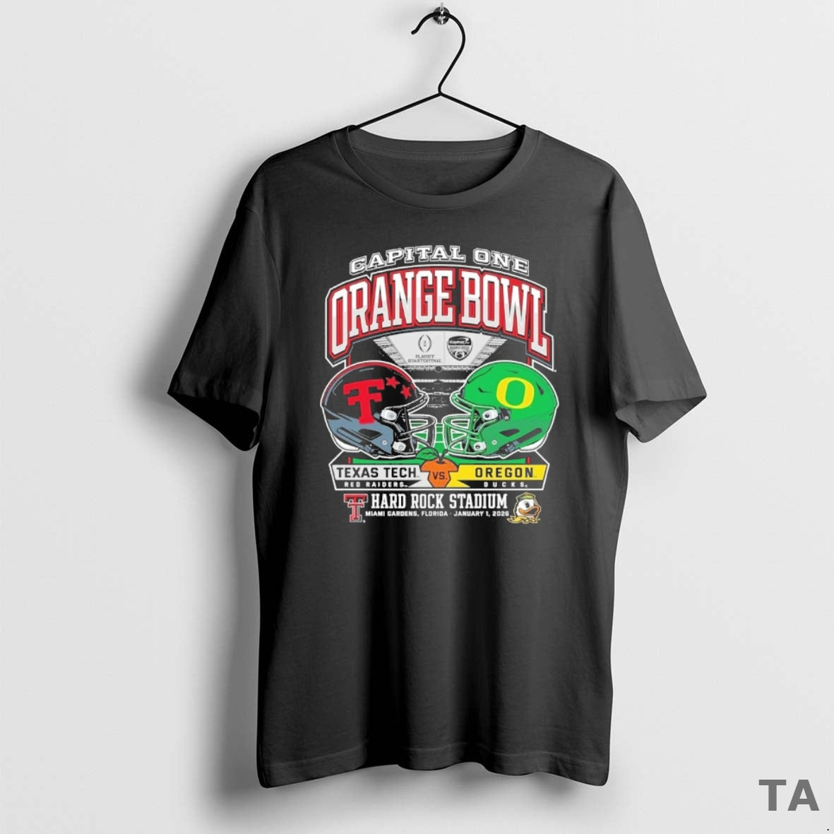 Top Oregon Vs Texas Tech 2026 Capital One Orange Bowl Dueling Helmets January 1 Hard T-Shirts, Hoodie, Sweatshirt - T-Shirt, Sweatshirt, Hoodie