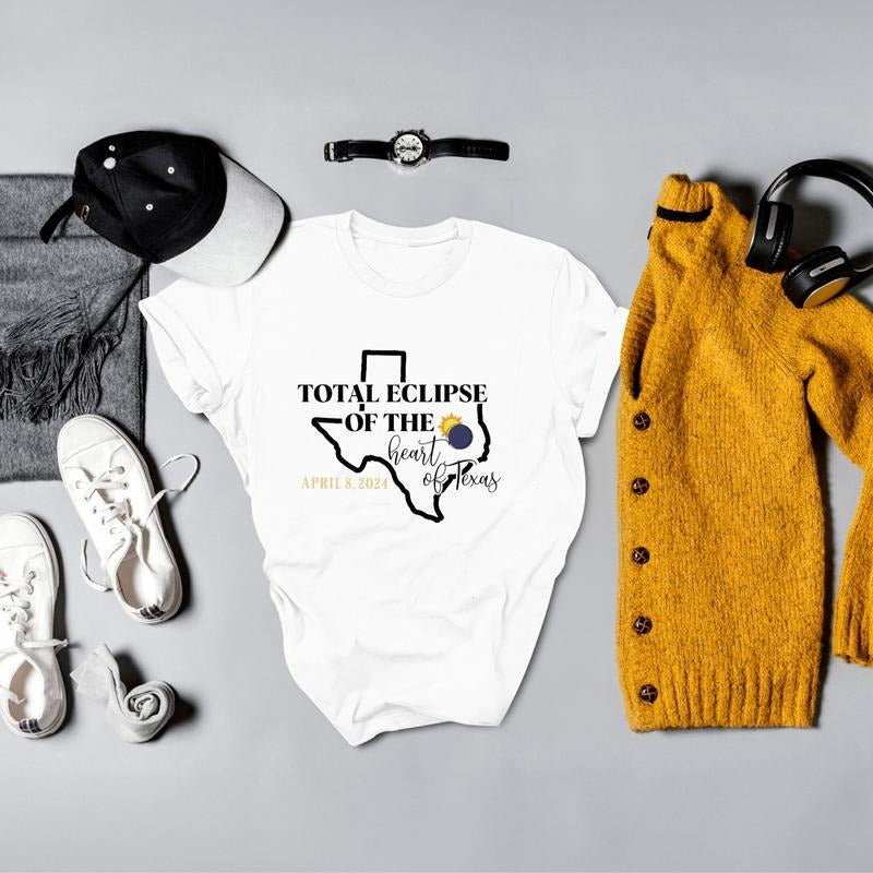 Total Solar Eclipse Texas America Eclipse 2024 Eclipse Viewing Texas State City Eclipse April 8th Path Totality Menswear Top T-Shirts, Hoodie, Sweatshirt - T-Shirt, Sweatshirt, Hoodie