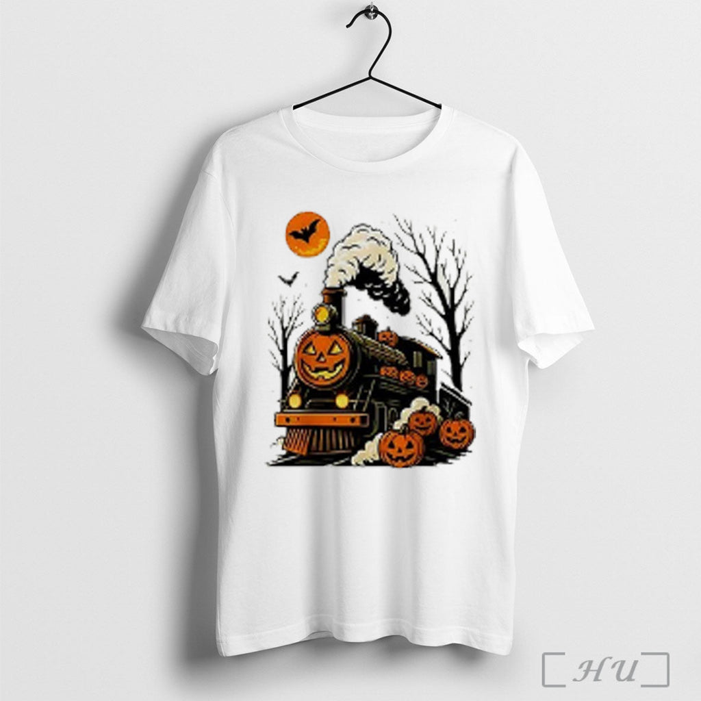 Trains Pumpkin Halloween 2025 T Shirt Unisex T-shirt, Sweatshirt, Hoodie, Long Sleeve Tee - T-Shirt, Sweatshirt, Hoodie