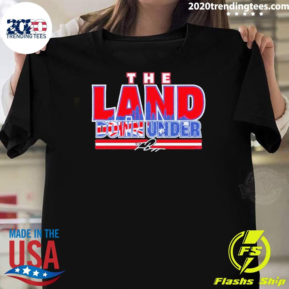 Travis Bazzana Cleveland Guardians Mlb The Land Down Under Signature Shirt Unisex T-shirt, Sweatshirt, Hoodie, Long Sleeve Tee - T-Shirt, Sweatshirt, Hoodie