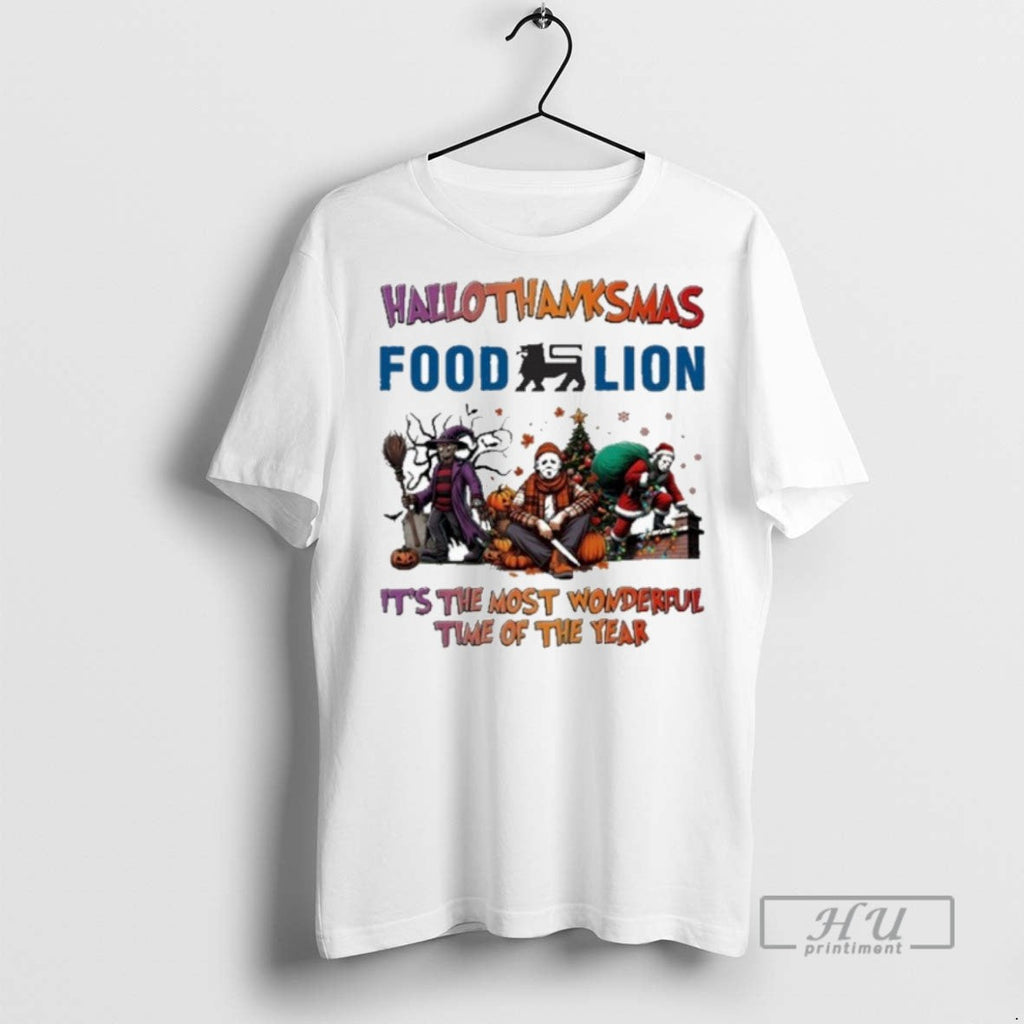 Trending Food Lion Horror Film Hallothanksmas Its The Most Wonderful Time Of The Year Unisex T-shirt, Sweatshirt, Hoodie, Long Sleeve Tee - T-Shirt, Sweatshirt, Hoodie