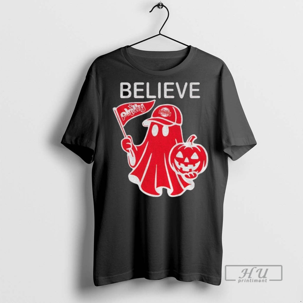 Trending Ghost Philadelphia Phillies Mlb Baseball Believe Pumpkin Halloween T Shirt Unisex T-shirt, Sweatshirt, Hoodie, Long Sleeve Tee - T-Shirt, Sweatshirt, Hoodie