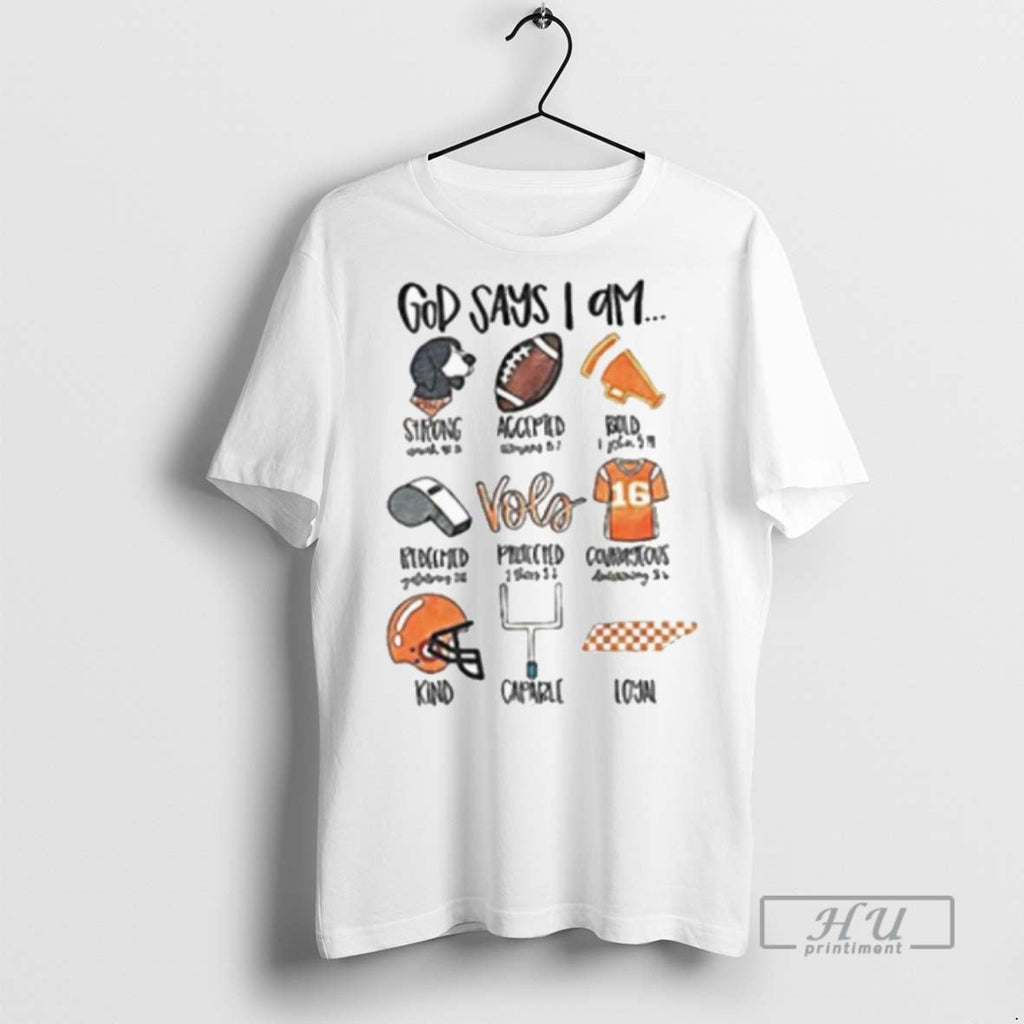 Trending God Says I Am Tennessee Volunteers Football Fans T Shirt Unisex T-shirt, Sweatshirt, Hoodie, Long Sleeve Tee - T-Shirt, Sweatshirt, Hoodie