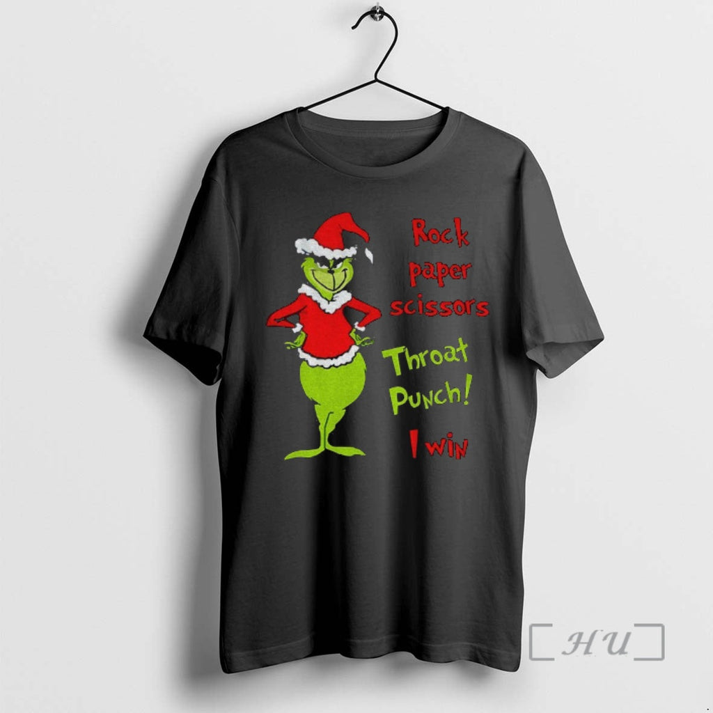 Trending Grinch Santa Hat Rock Paper Scissors Throat Punch I Win T-Shirts, Hoodie, Sweatshirt - T-Shirt, Sweatshirt, Hoodie