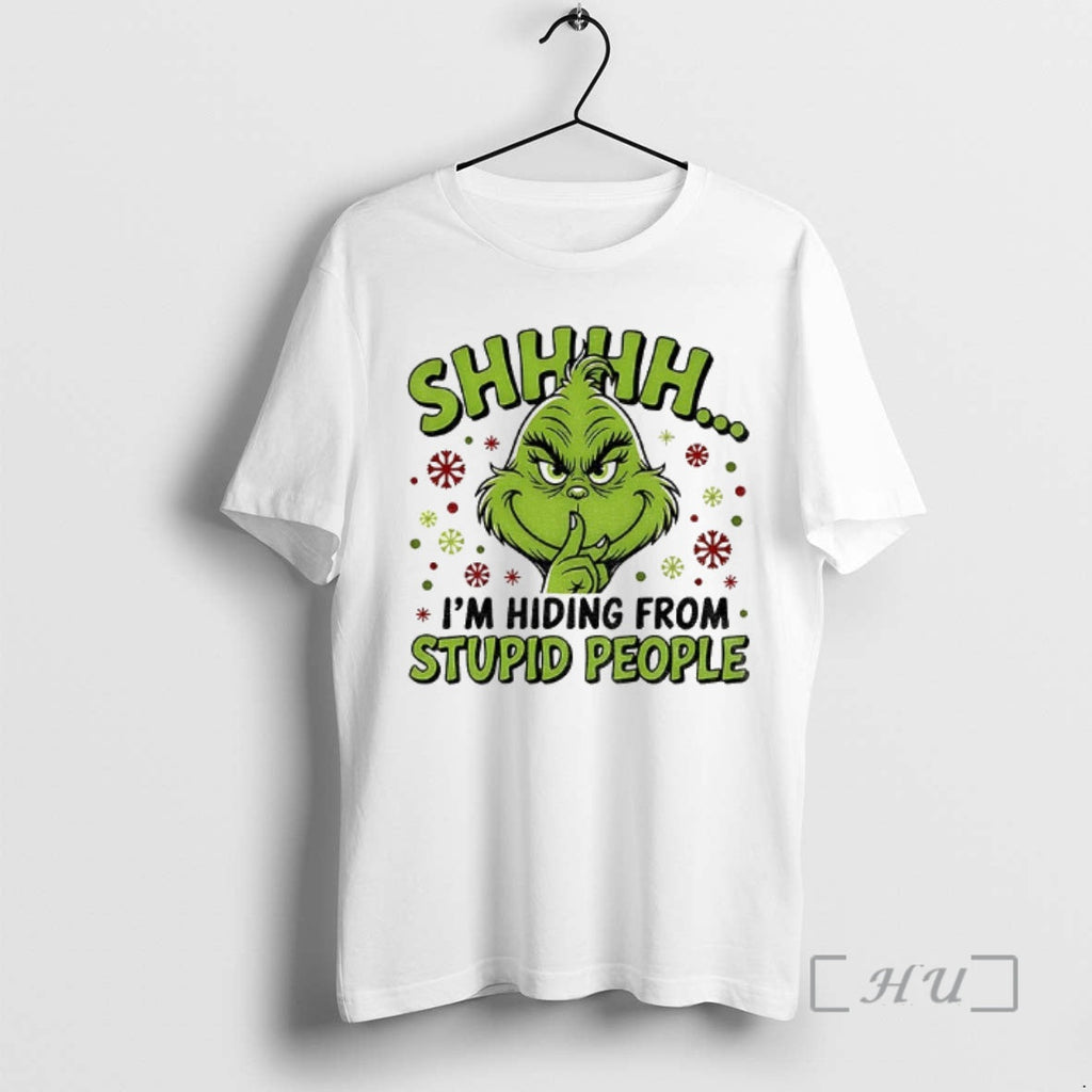 Trending Grinch Santa Shhh Im Hiding Stupid People Merry T-Shirts, Hoodie, Sweatshirt - T-Shirt, Sweatshirt, Hoodie