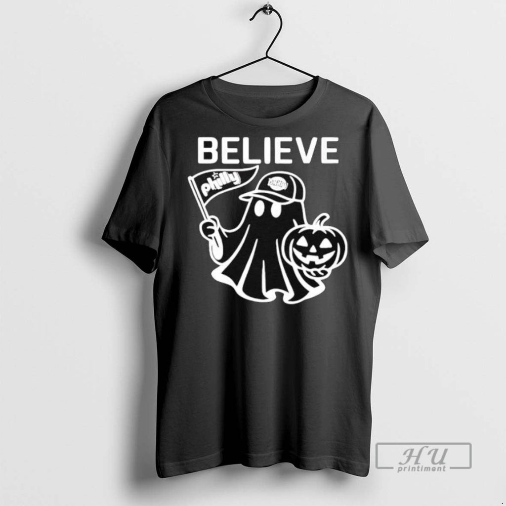 Trending Halloween Pumpkin Believe Philly Ghost T Shirt Unisex T-shirt, Sweatshirt, Hoodie, Long Sleeve Tee - T-Shirt, Sweatshirt, Hoodie
