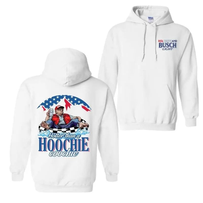 Trending Hotter Than H00chie Coochie Tr4mp Busch Light 2 Sides Red White Blue Busch Light Cotton Menswear T-Shirts, Hoodie, Sweatshirt - T-Shirt, Sweatshirt, Hoodie