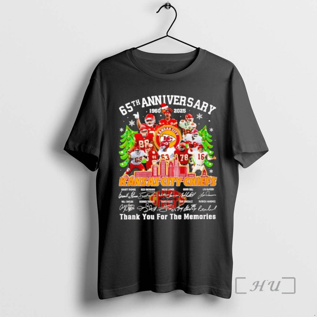 Trending Kansas City Chiefs 65th Anniversary 1960 2025 Signatures Trees Snowflakes T-Shirts, Hoodie, Sweatshirt - T-Shirt, Sweatshirt, Hoodie