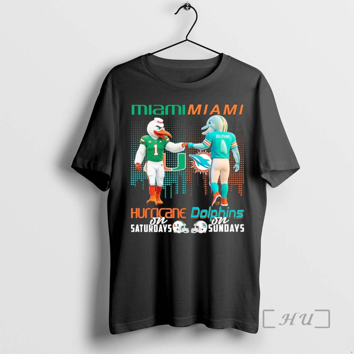Trending Miami Hurricane Saturdays Miami Dolphins Sundays Mascot T-Shirts, Hoodie, Sweatshirt - T-Shirt, Sweatshirt, Hoodie