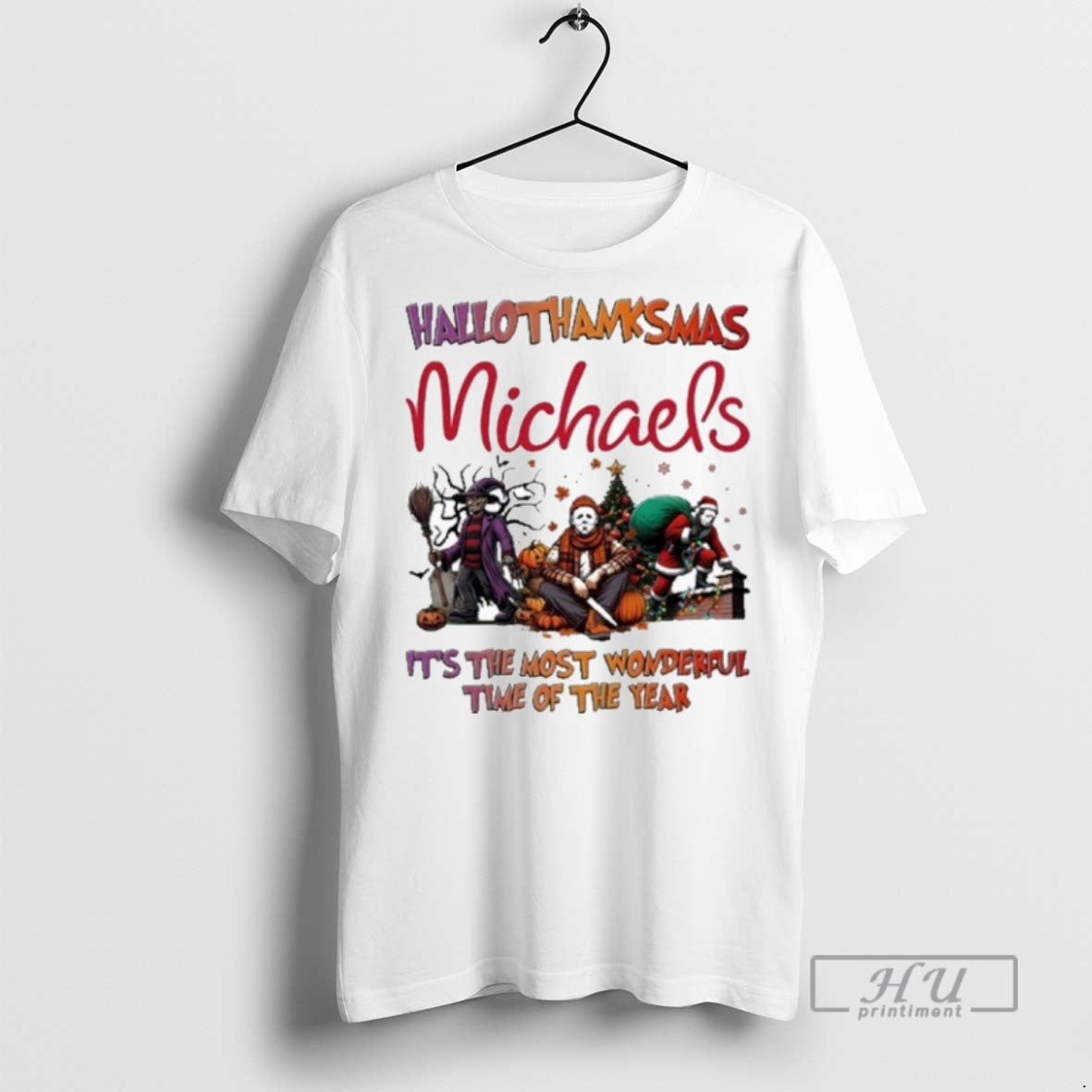 Trending Michaels Horror Film Hallothanksmas Its The Most Wonderful Time Of The Year Unisex T-shirt, Sweatshirt, Hoodie, Long Sleeve Tee - T-Shirt, Sweatshirt, Hoodie