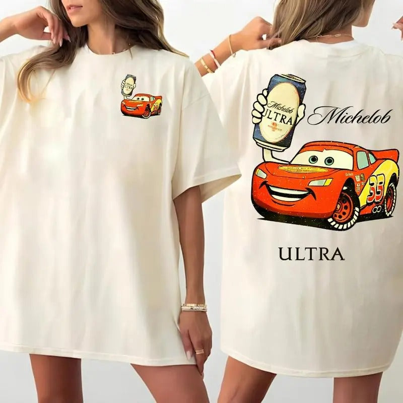 Trending Michel0b Ultra Lightning MC Qu33n Funny Car Cotton Fitted 2 Sides Beer Lovers Her & Him Top Womenswear T-Shirts, Hoodie, Sweatshirt - T-Shirt, Sweatshirt, Hoodie