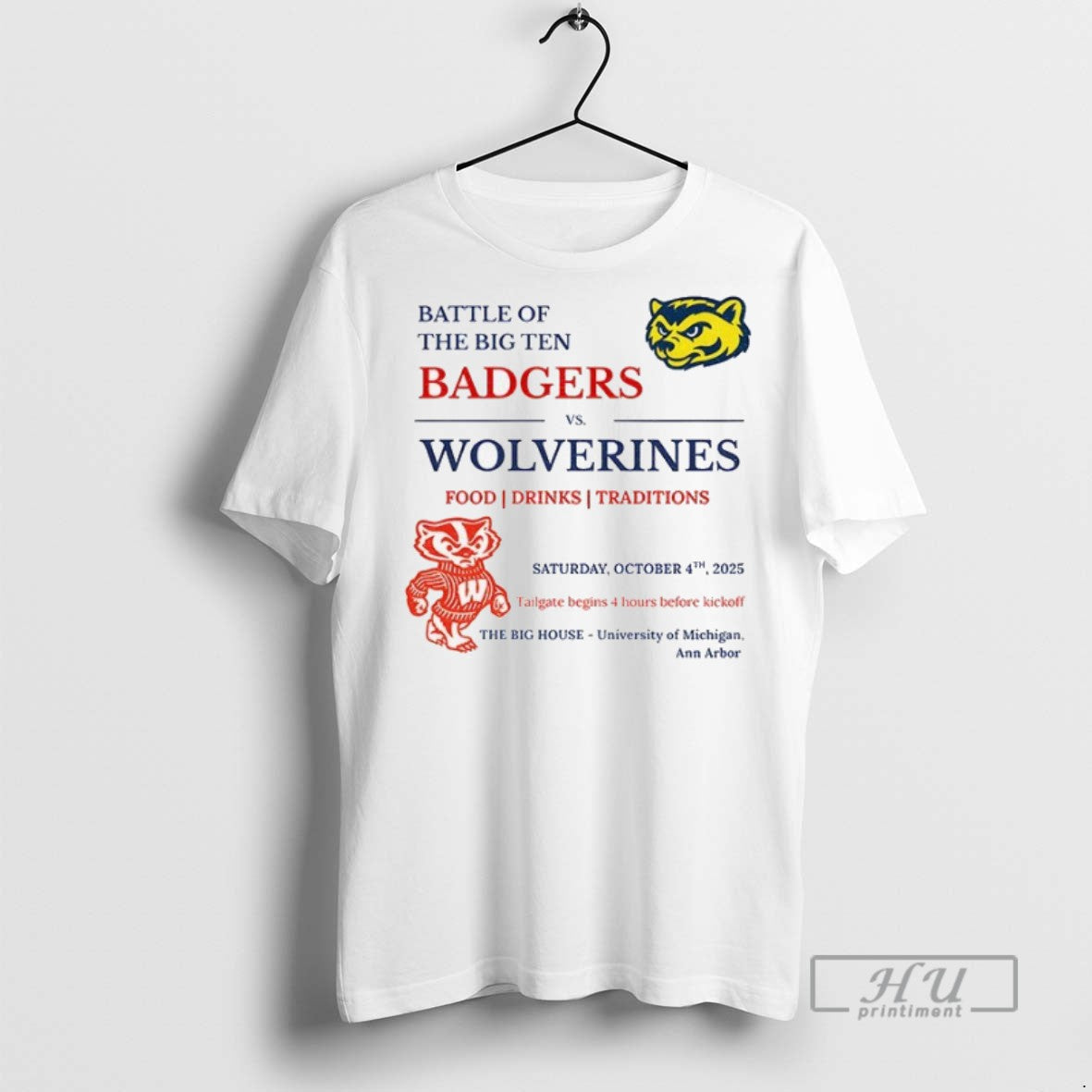 Trending Michigan Wolverines Vs Wisconsin Badgers Battle Of Big Ten Football Game Flyer Unisex T-shirt, Sweatshirt, Hoodie, Long Sleeve Tee - T-Shirt, Sweatshirt, Hoodie