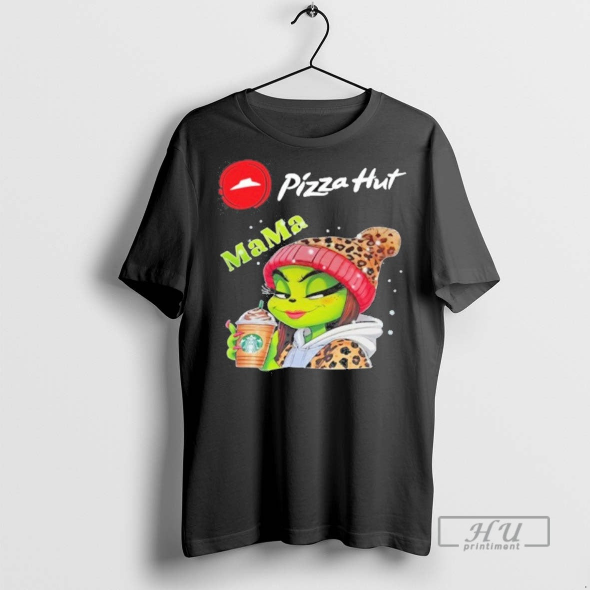Trending Pizza Hut Logo Mama Grinch Drink Coffee T Shirt Unisex T-shirt, Sweatshirt, Hoodie, Long Sleeve Tee - T-Shirt, Sweatshirt, Hoodie