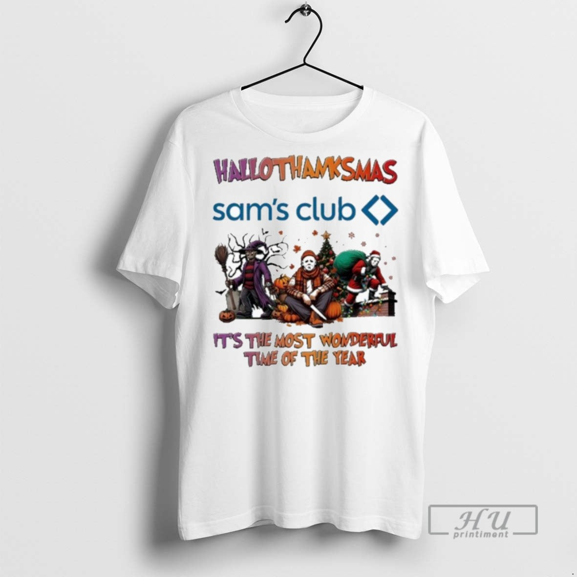 Trending Sams Club Horror Film Hallothanksmas Its The Most Wonderful Time Of The Year Unisex T-shirt, Sweatshirt, Hoodie, Long Sleeve Tee - T-Shirt, Sweatshirt, Hoodie