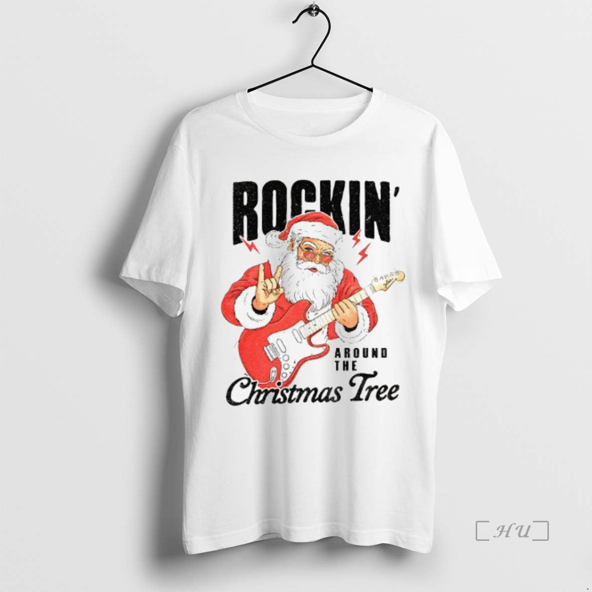 Trending Santa Claus Play Guitar Rockin Around Tree Merry T-Shirts, Hoodie, Sweatshirt - T-Shirt, Sweatshirt, Hoodie