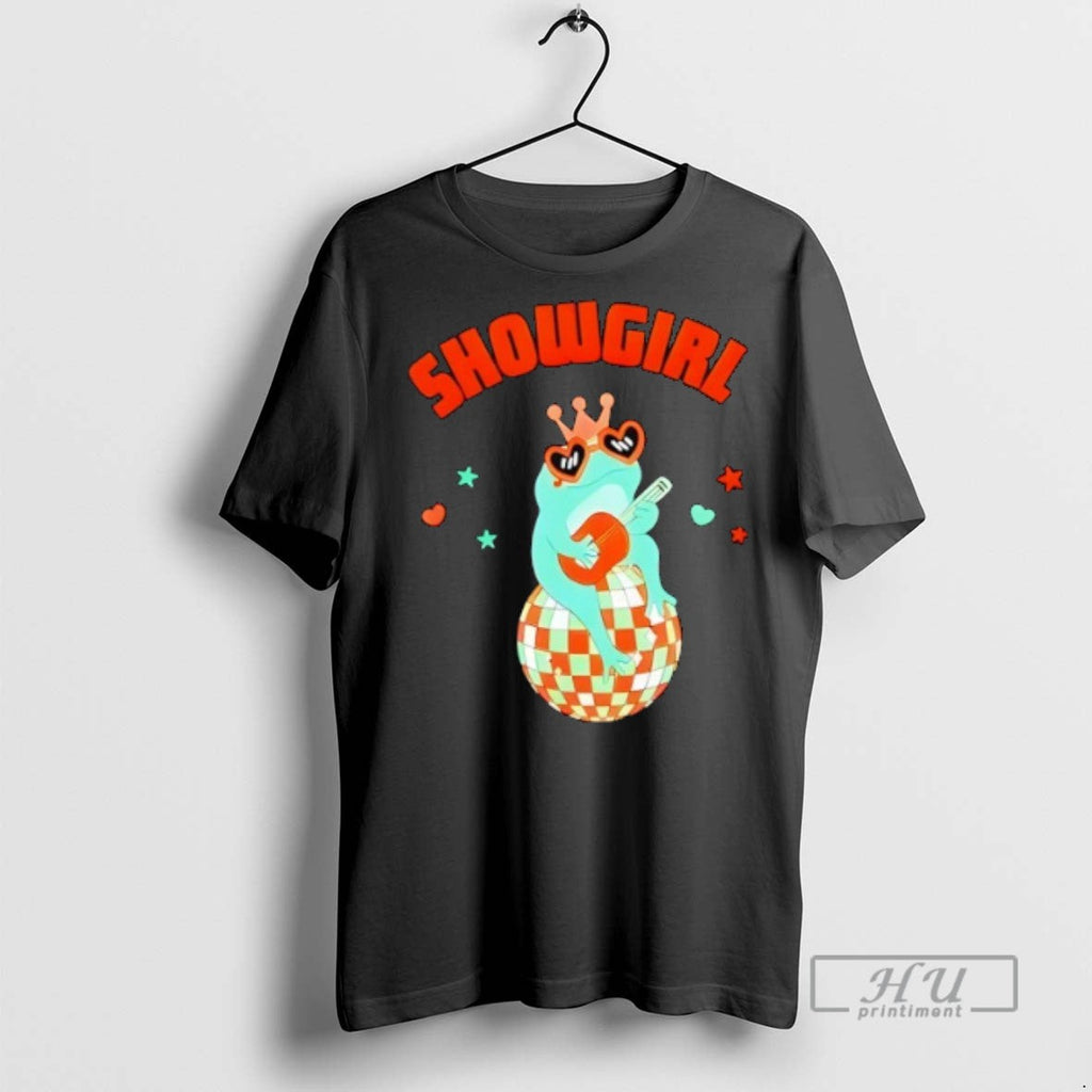 Trending Showgirl Frog Playing Guitar On A Mirror Ball T Shirt Unisex T-shirt, Sweatshirt, Hoodie, Long Sleeve Tee - T-Shirt, Sweatshirt, Hoodie