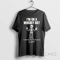 Trending Skeleton Im Whiskey Diet Lowering Risk Giving Shit T-Shirts, Hoodie, Sweatshirt - T-Shirt, Sweatshirt, Hoodie