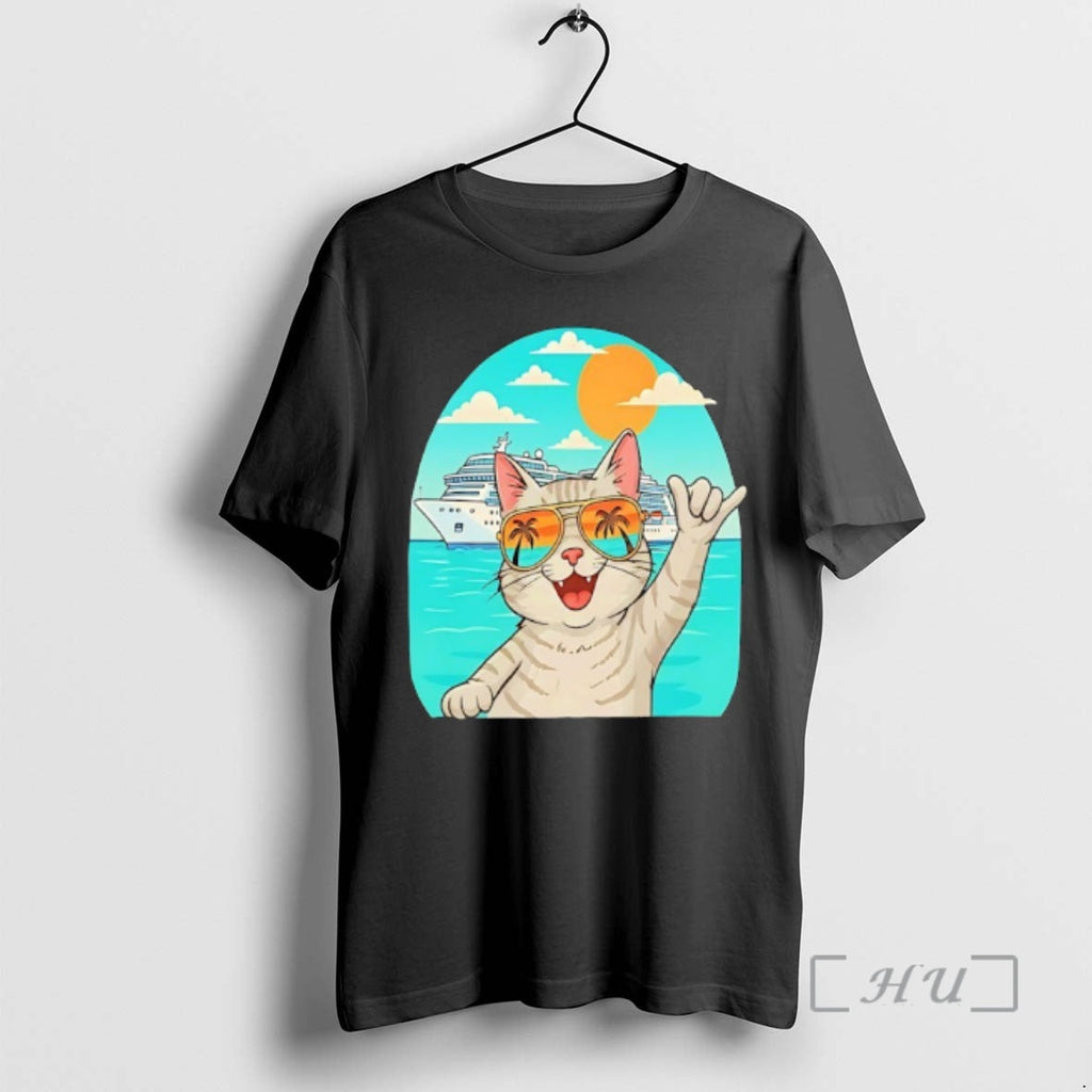 Trending Tabby Cat Wearing Sunglasses Behind Yacht Funny T-Shirts, Hoodie, Sweatshirt - T-Shirt, Sweatshirt, Hoodie