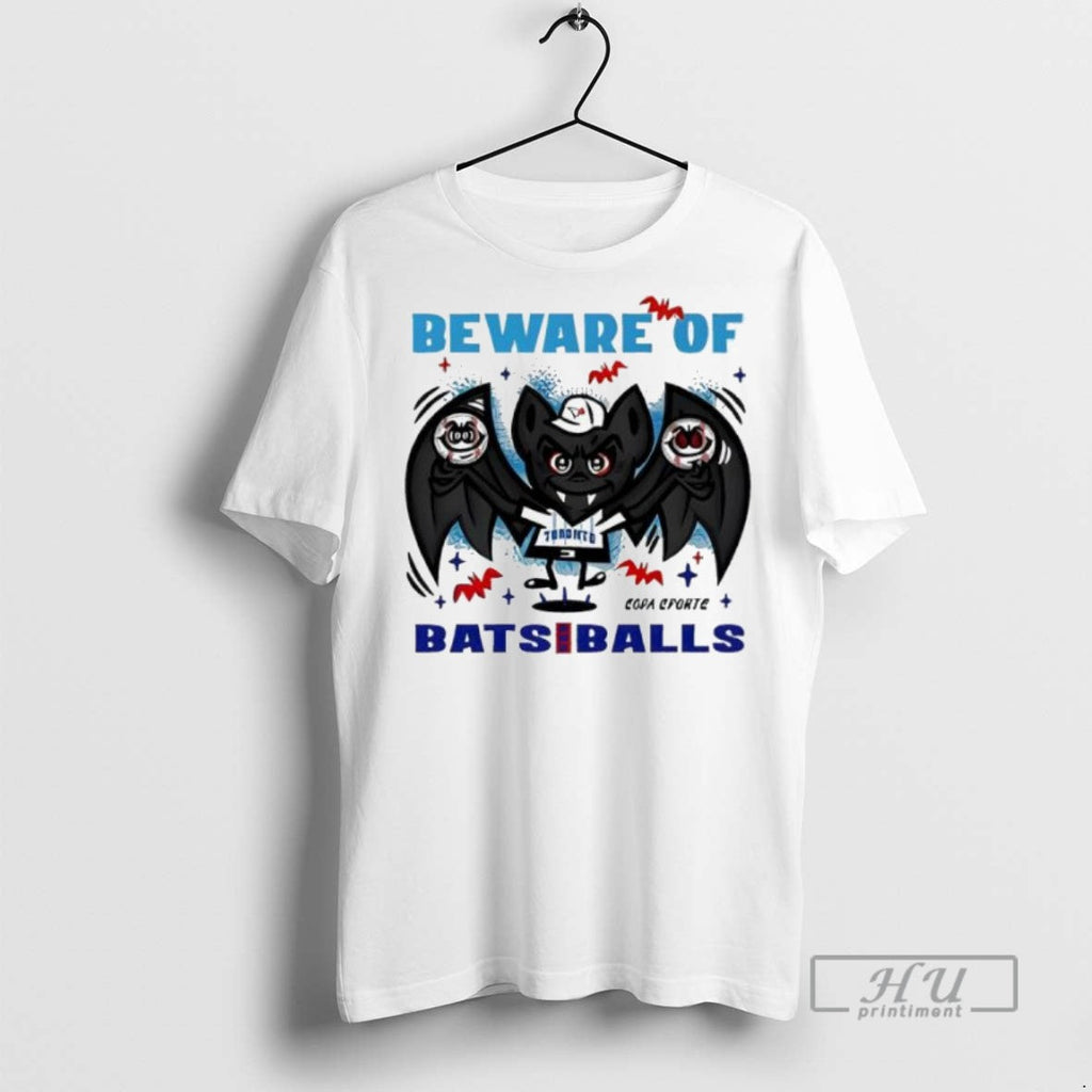 Trending Toronto Blue Jays Baseball Beware Of Bats And Balls Halloween T Shirt Unisex T-shirt, Sweatshirt, Hoodie, Long Sleeve Tee - T-Shirt, Sweatshirt, Hoodie