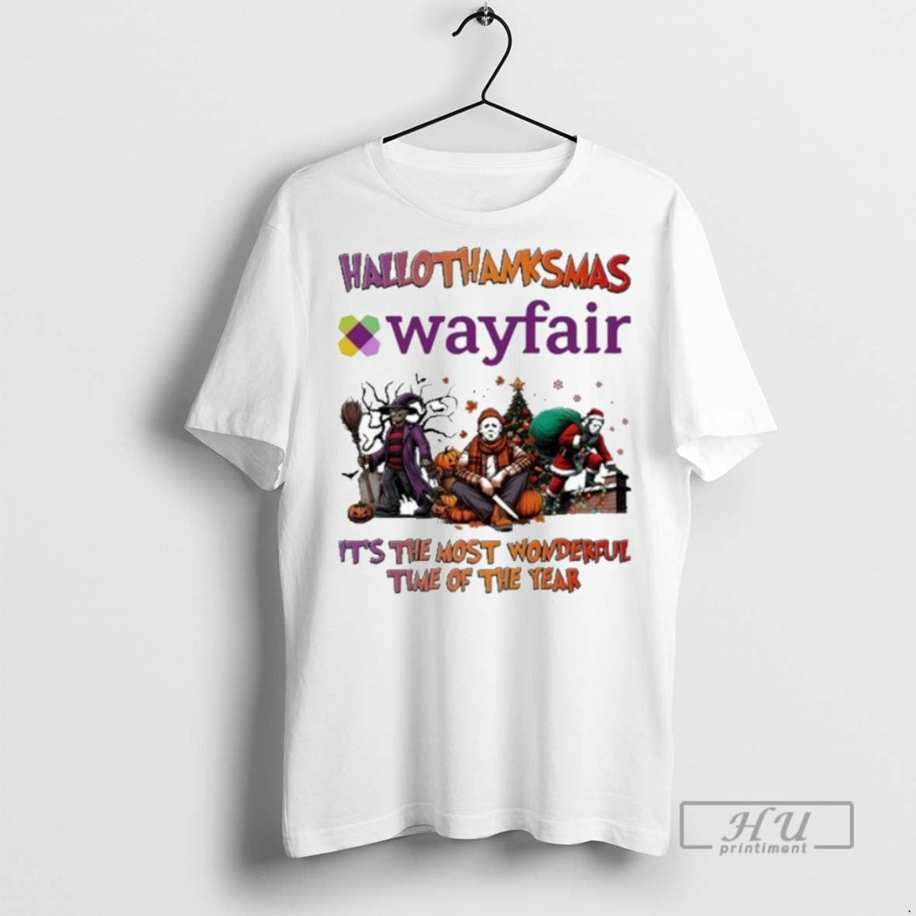 Trending Wayfair Horror Film Hallothanksmas Its The Most Wonderful Time Of The Year Unisex T-shirt, Sweatshirt, Hoodie, Long Sleeve Tee - T-Shirt, Sweatshirt, Hoodie